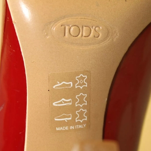 Tod's Womens Leather Square Toe Italy High Heeled Boat Shoes red 6 - Picture 12 of 16